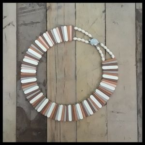 Vtg 80s does 40s neutral tones necklace